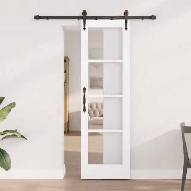 Berkfield Home Orkdal Modern Sliding Door with Hardware Set, White, W: 61 cm, H: 198.5 cm