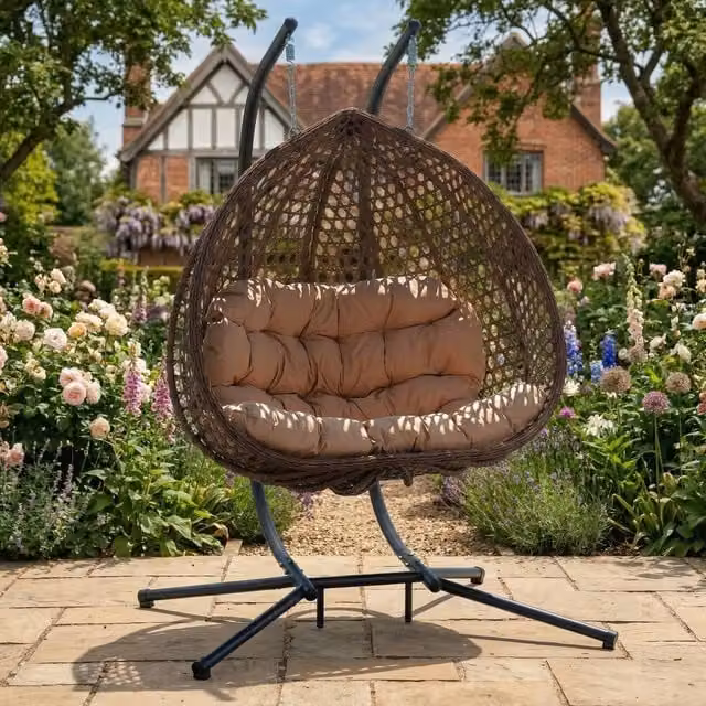 Rosewood & Stone Home Petworth Double Egg Chair, 2 Seater, Brown