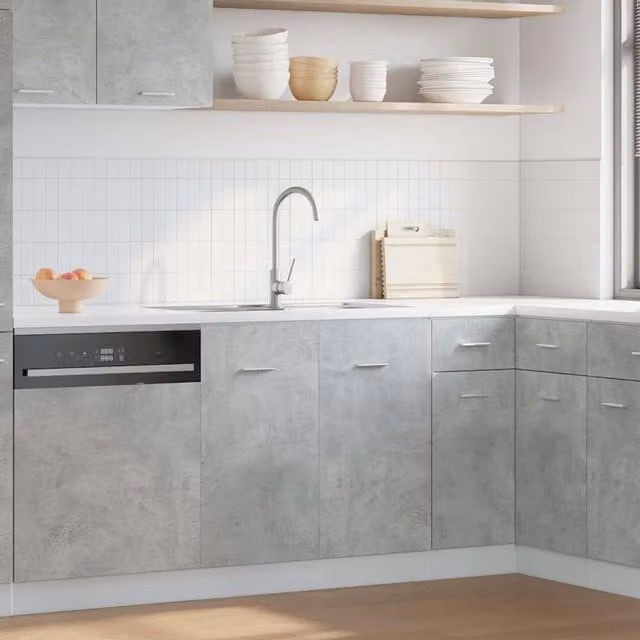 Berkfield Home Lyon Concrete Grey Sink Bottom Cabinet W/D/H: 80 x 46 x 81.5 cm