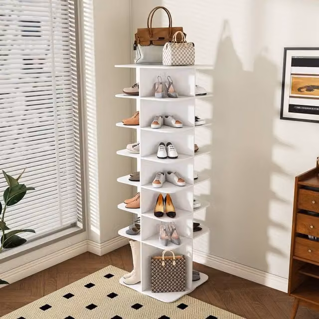 Rolipo 7-Tier Rotating Shoe Rack Tower in White