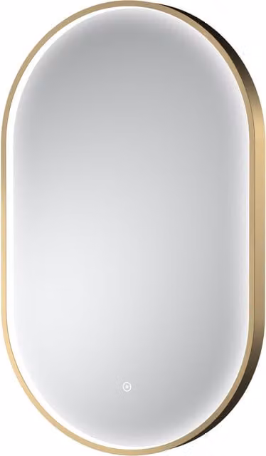 Balterley Oval LED Bathroom Mirror with Demister and Touch Sensor in Gold, W: 50 cm, H: 80 cm