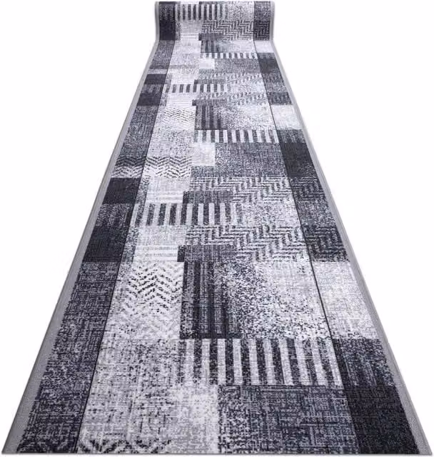 RugsX Essenza Anti-Slip Runner in Grey, W/D: 120 x 400 cm