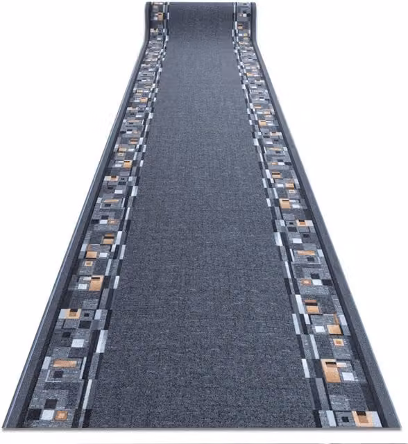 RugsX Anti-Slip Geometric Bombay Runner in Grey, W/D: 80 x 130 cm