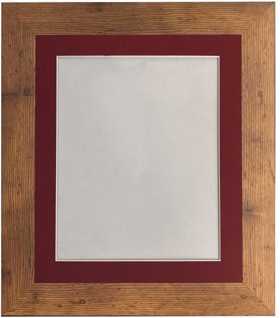 Frames & Mirrors 4U Metro Vintage Wood Frame with Red Mount for A2 Images in Walnut