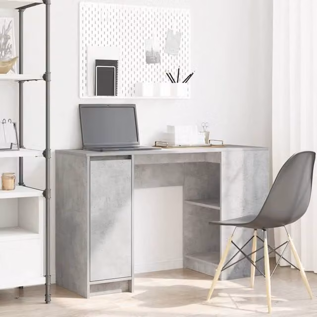 Berkfield Secretary Desk in Concrete Grey, W/D/H: 120 x 42 x 76 cm