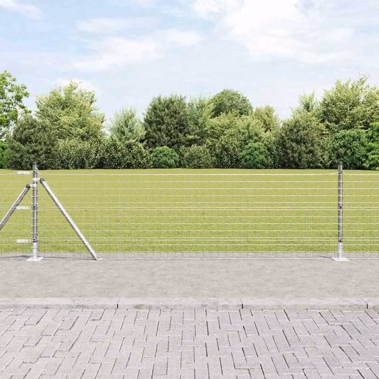 Berkfield Home Set of 52 Modern Square Galvanised Steel Fence Posts in Silver, W/D/H: 3.2 x 3.2 x 70 cm