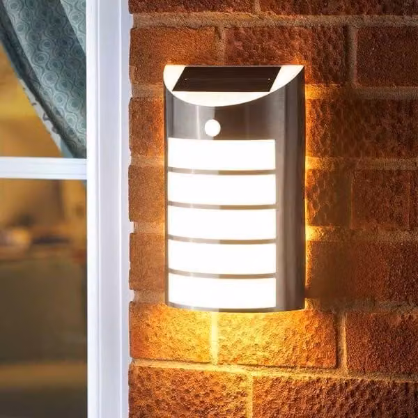 Marco Paul 4 Pack of Silver Solar LED Motion Sensor Security Floodlights with Dusk Sensor, W/H: 26.5 x 16 cm