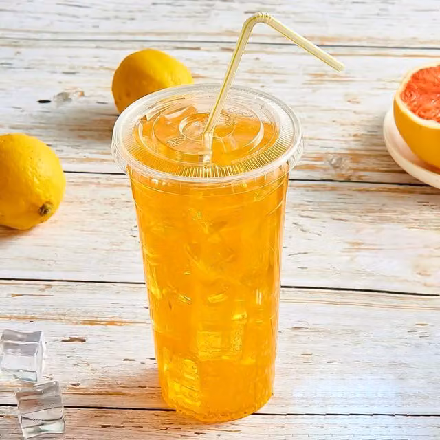 ECONX Transparent Plastic Tumbler with White Flat Lids, 2.4 kg