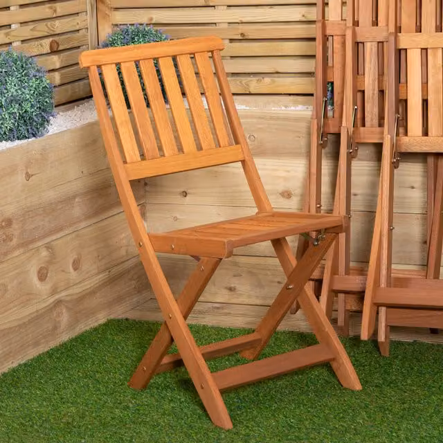 Samuel Alexander Set of 4 Bowness Outdoor Wooden Folding Garden Chairs in Brown