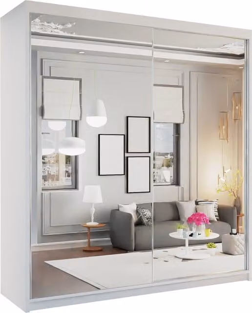 Sliding Wardrobes 4u Quebec Sliding Wardrobe with Mirror Doors in White