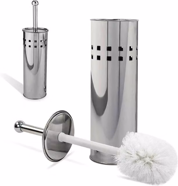 Spetlek Silver Stainless Steel Toilet Brush and Holder Set