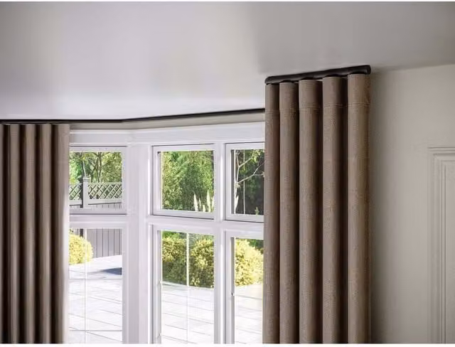 NewEdgeBlinds 28mm Styleline Gliding Curtain Pole Set with End Cap, Black