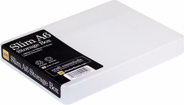 WestonBoxes A6 Slim Plastic Presentation Boxes for Paper, Photos and Card, Silver/Transparent