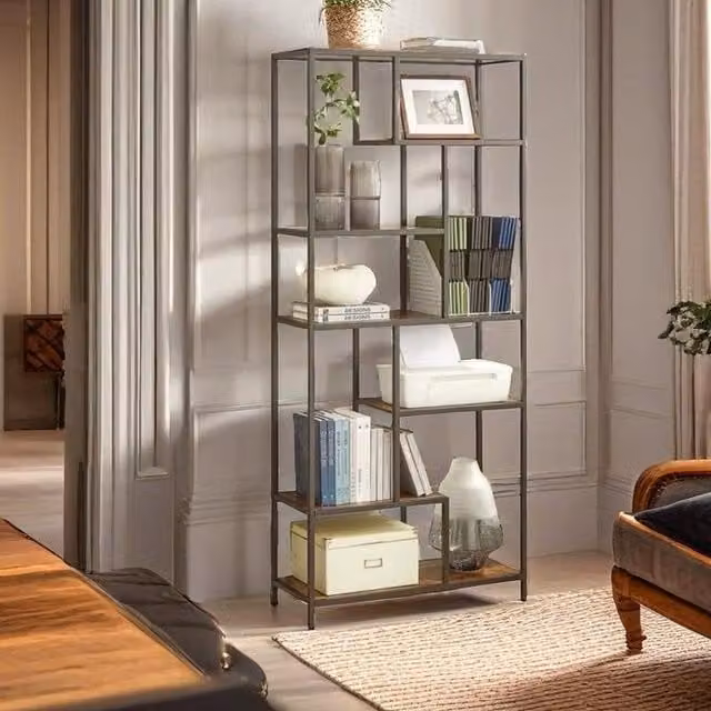 Modcraft 6 Tier Geometric Bookcase Shelf in Brown