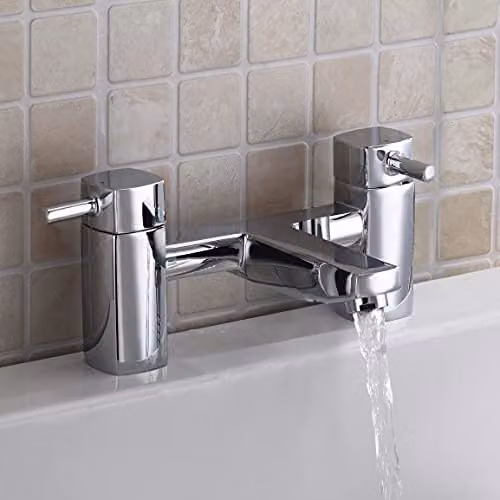 Nes Home Two Handle Chrome Brass Countertop Bathtub Tap in Silver