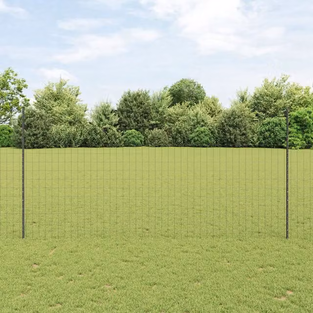 Berkfield Home Euro Fence Steel Garden Fencing with 10 U-Profile Posts, Grey, W: 10 m, H: 1.5 m