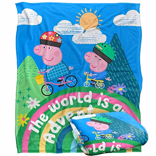 Hasbro Peppa Pig Kids Fleece Blanket, Multicolour, W/D/H: 152 x 152 x 1 cm