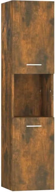 Berkfield Home Smoked Oak Bathroom Cabinet in Brown, W/D/H: 30 x 30 x 130 cm