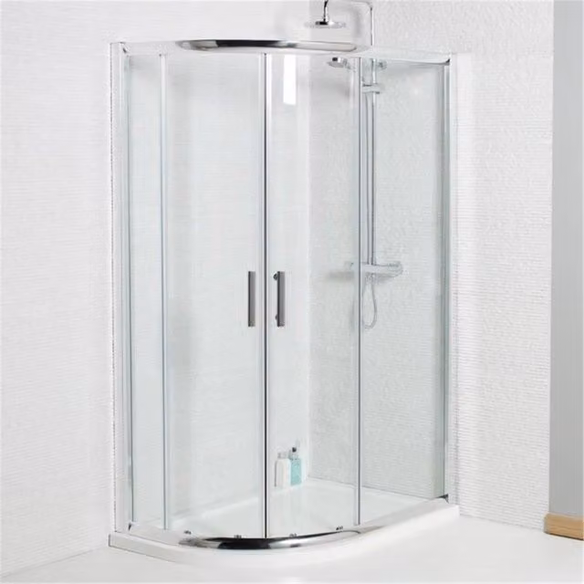Clifton White Sliding Glass Offset Quadrant Corner Shower Enclosure W/D/H: 90 x 76 x 185 cm