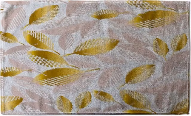 Benjamin Tate Design LTD Pastel Rose and Gold Autumn Stylish Kitchen Towel in Pink, Gold and Yellow