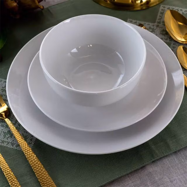 Glim & Glam 18-Piece White Porcelain Coupe Dinner Set