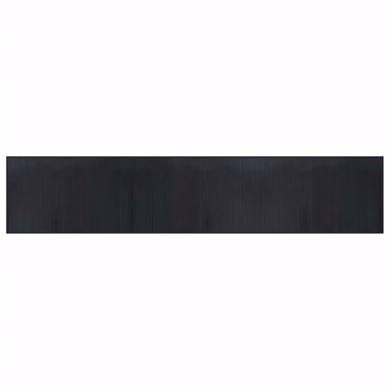 Berkfield Home Rectangular Bamboo and Polypropylene Rug in Black, W/D: 60 x 300 cm