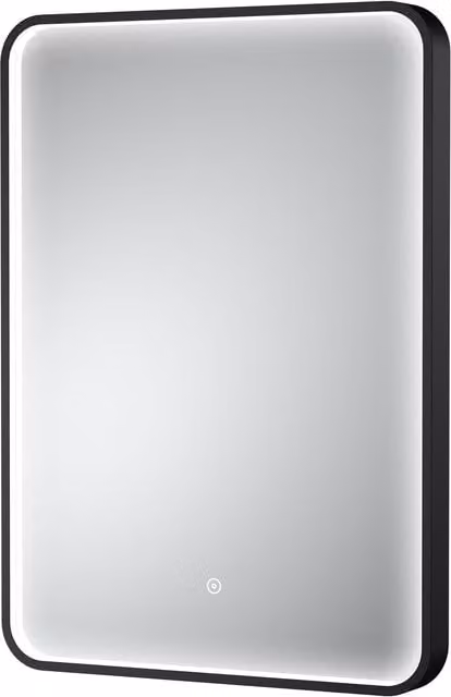 Balterley Inset Framed LED Touch Sensor Mirror with De-mister Pad, Matt Black, W: 70 cm, H: 50 cm