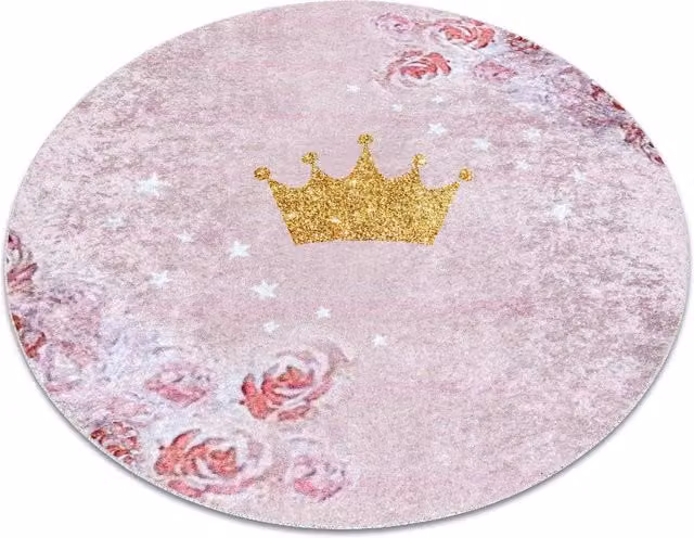 RugsX Junior Round Pink Kids Motif Rug, Diameter: 120 cm