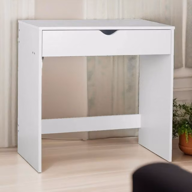 FURNOS Modern White Computer Desk with 1 Drawer, W/D/H: 75 x 40 x 75 cm