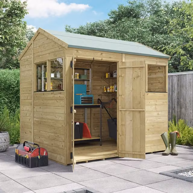BillyOh Switch Tongue and Groove Apex Wooden Garden Shed with Window in Brown, 8x6 ft, 11mm thickness