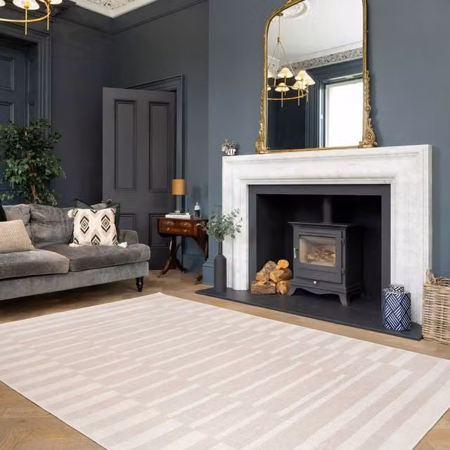 Kukoon Beige Cream Geometric Scandinavian Washable Soft Living Room Rug W: 120 cm, L: 170 cm