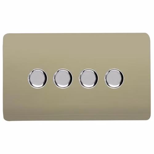 Trendi Switch 4 Gang 150w Rotary LED Dimmer Light Switch in Gold