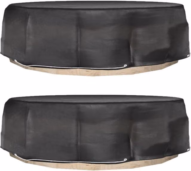 Berkfield Home Island Lounge Covers, 2-Piece Set in Black, Water-Repellent with 8 Eyelets, Diameter: 188 cm, Height: 50 cm