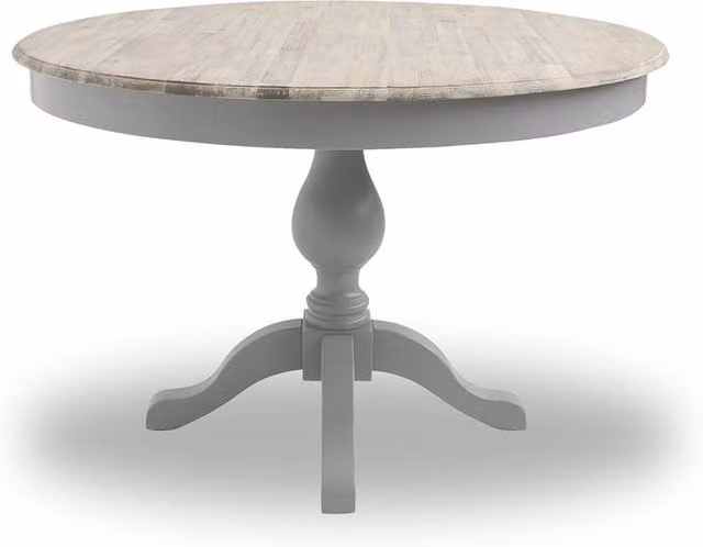 Statement Furniture Florence Round Pedestal Dining Table in Light Grey, Diameter: 120 cm, Height: 78 cm