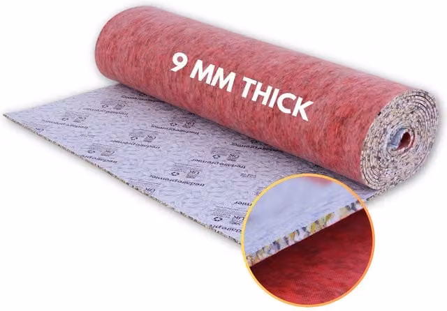 NOVECRAFTO Luxury High-Density PU Foam Carpet Underlay, Red, 9mm Thick