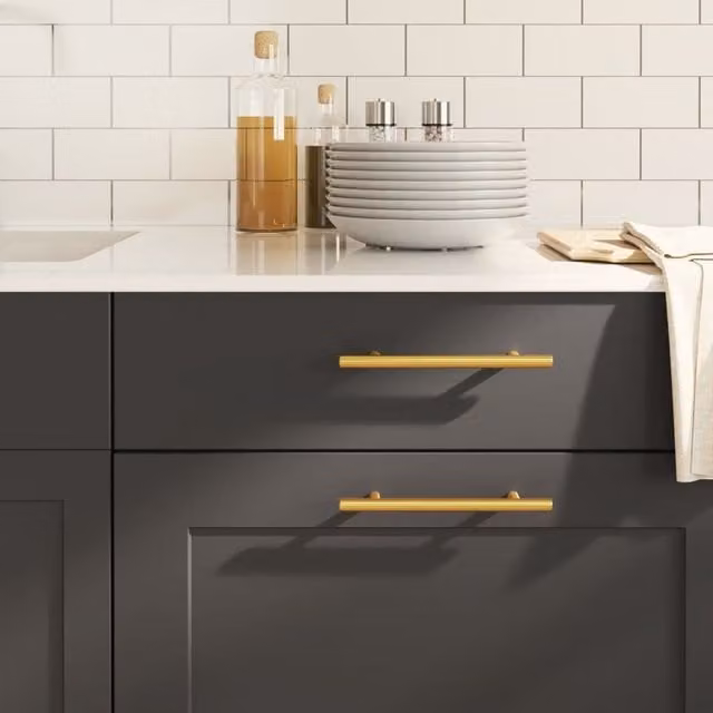 Berkfield Home Gold Brushed Stainless Steel Bar Cabinet Handles, 20 Pack, Length: 128 mm