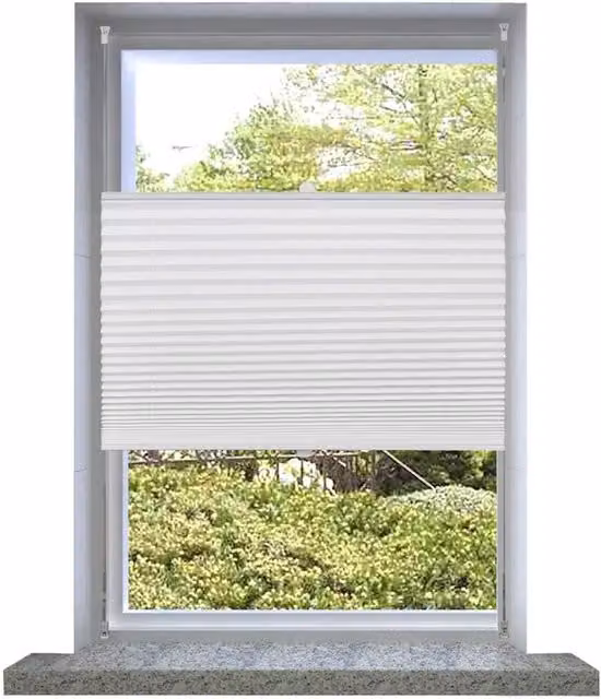 Berkfield Home White Single Pleat Polyester Plisse Blind W: 50 cm, H: 100 cm