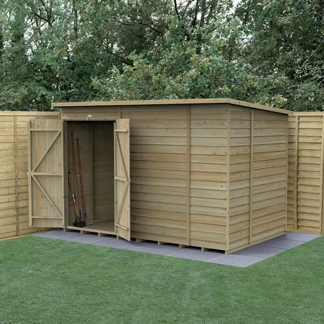 4LIFE Brown Wooden Pent Shed with Base W/D/H: 304.8 x 182.88 x 180.0 cm