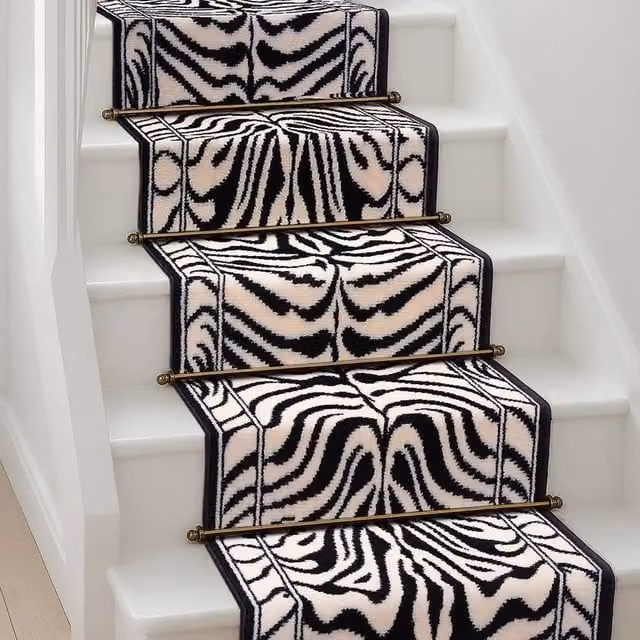 Bravich LTD Zebra Print Hallway Runner Rug, Non-Slip Low Pile Polypropylene Carpet, Black and Multicolour, W: 60 cm, L: 240 cm