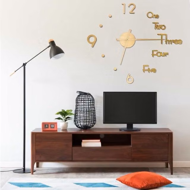 Berkfield Home Modern 3D Gold Analog Wall Clock with Geometric Design, Diameter: 100 cm