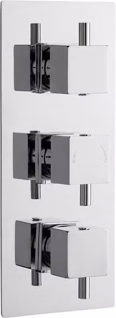 Balterley Square Concealed Triple Thermostatic Shower Valve with 2 Outlets in Chrome Silver