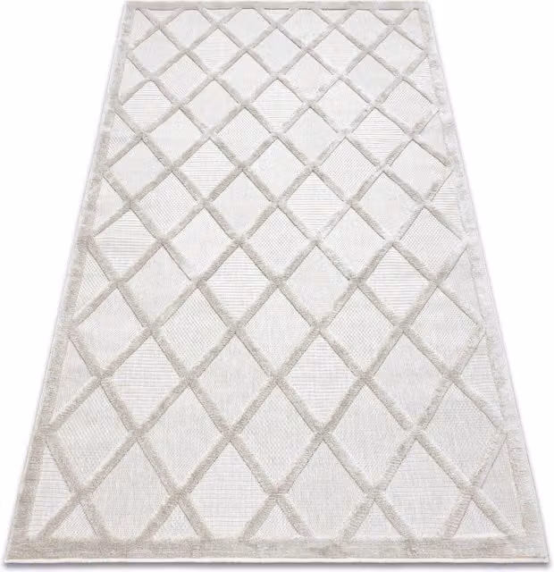 RugsX Santo Modern Diamond Rug in Beige and Grey, W: 140 cm, D: 190 cm