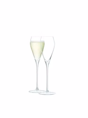 LSA International Transparent Champagne Flute Prosecco Glasses, Set of 2, 250 ml