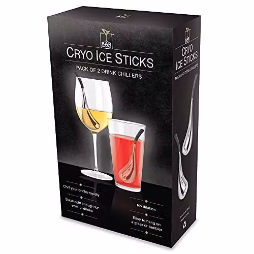 Bar Originale Cryo Ice Stick Drink Chillers in Silver, Pack of 2