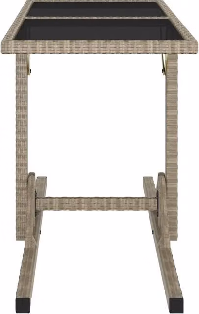 Berkfield Home Beige Poly Rattan and Glass Rectangular Garden Table W/D/H: 110 x 53 x 72 cm