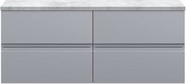 Balterley Modern Wall Mounted Bathroom Vanity Unit with Internal Drawers and Soft Close Doors, Grey, W: 120 cm, D: 39 cm, H: 41.5 cm