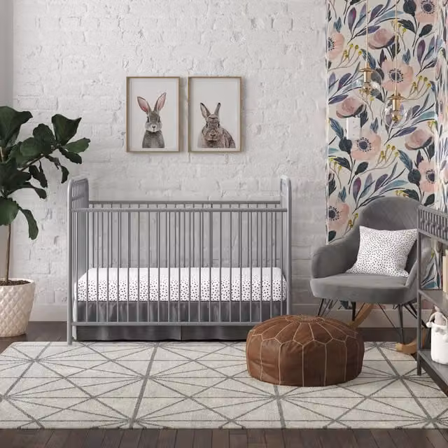 Monarch Hill Ivy Metal Baby Crib in Grey, W/D/H: 120 x 60 cm