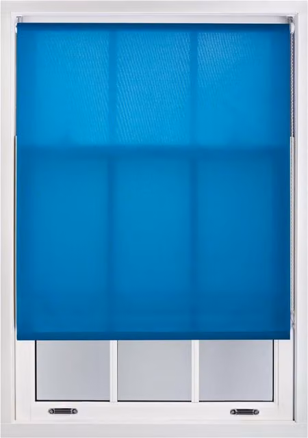 Furnished Petrol Blue Semi-Transparent Polyester Roller Blinds, W: 175 cm, H: 210 cm