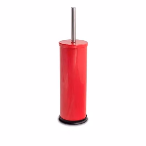 Harbour Housewares Red Stainless Steel Toilet Brush and Holder Set with Non-Slip Base