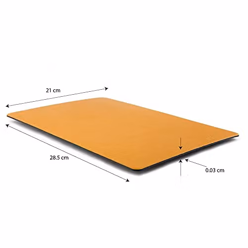 Lara-May Set of 6 Mustard Yellow Recycled Leather Placemats and Coasters, W: 28 cm, D: 21 cm